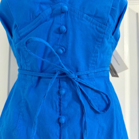 Anthropologie Blue Midi Dress Size 10 NWT Button Front Scallop Spaghetti Straps - Picture 7 of 10